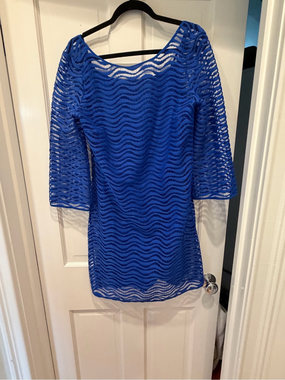 Lilly Pulitzer Royal Blue Wave Lace Long-Sleeve Dress